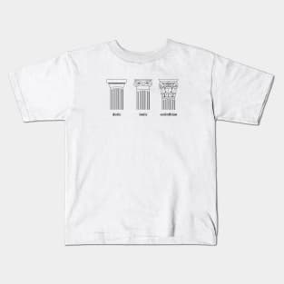Greek Columns Minimalist Design with Names Kids T-Shirt